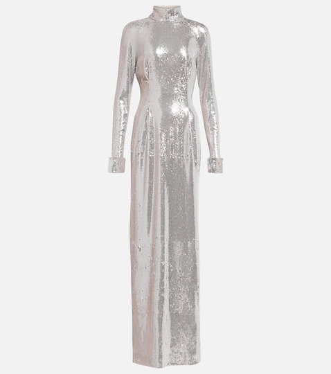 Long-sleeved sequined gown