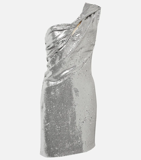 Sequined one-shoulder minidress