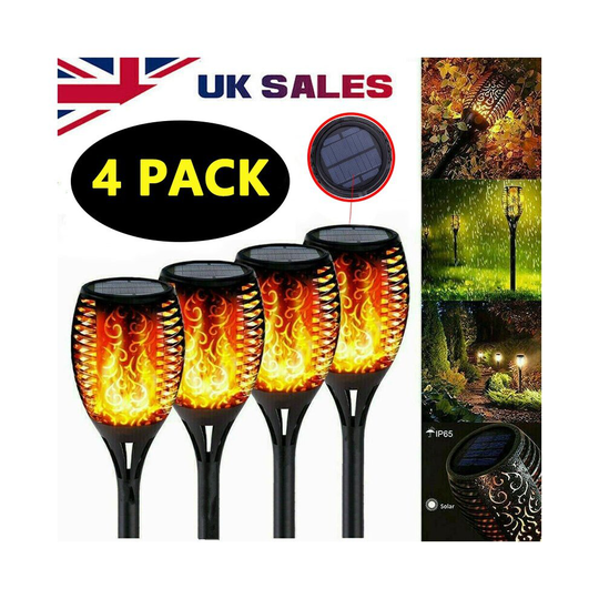 96 LED Solar Flame Lamp, Solar Light Garden Dancing Flickering 4 Pack