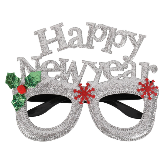 (Silver (1pc)) New Year Christmas Glitter Party Glasses, Happy New Year Eyeglasses 2023 Eyewear Novelty or New Year's Eve Party Decoration