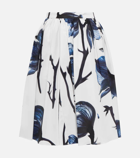 Floral cotton poplin skirt