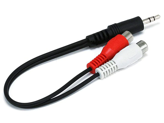 3.5mm (1/8in) Male Stereo TRS Plug to 2 RCA Female Jack Cable | Black | 15 cm (6 in)