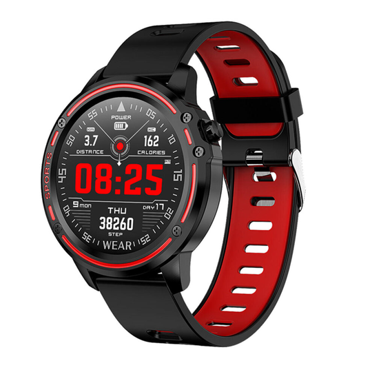 L8 Full Touch Screen ECG+PPG O2 IP68 Sports Mode bluetooth Music Control Weather Smart Watch RED COLOR