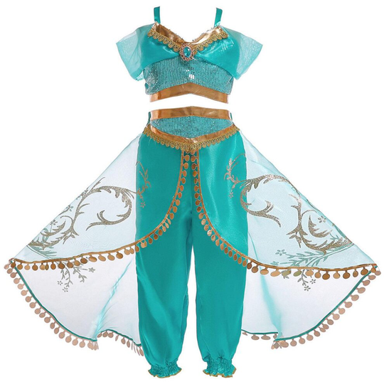 (110cm / Age 3-4 Years) Girls Aladdin Princess Jasmine Fancy Dress Costume Cosplay (Kids)