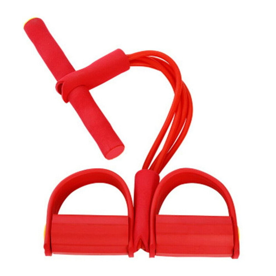 (Red) Multi-Function Tension Rope Gym Fitness Foot Pedal Exerciser Rope Pull Bands