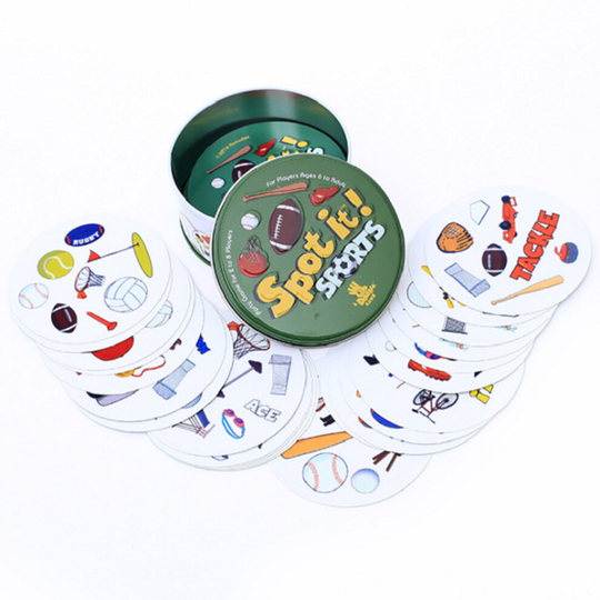 (Spot it Sports) Spot it Card Game For Family Kids Educational Party Game Fun 5 Games In 1