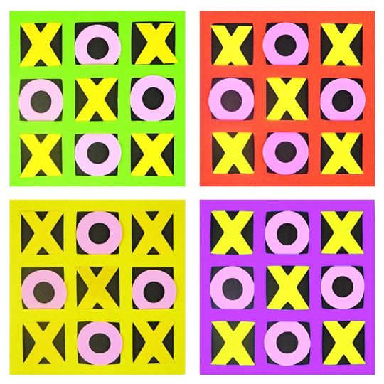 Set of 4 Thin Foam Tic Tac Toe Games - Childrens Games Fillers Toys Gifts