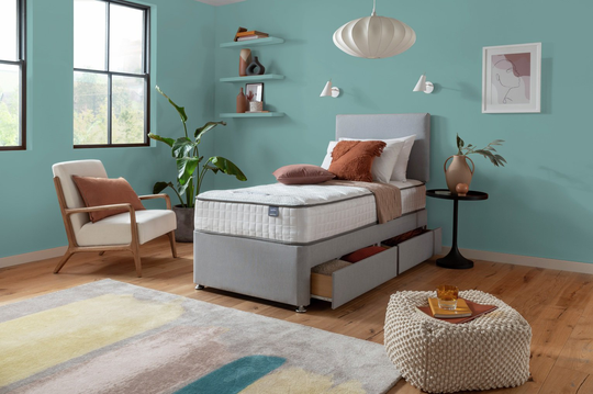 Silentnight Middleton 800 Pkt Memory Single 2Drw Divan -Grey