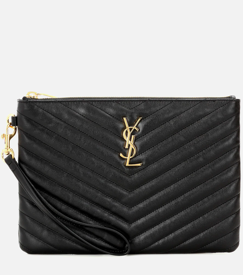 Monogram leather pouch