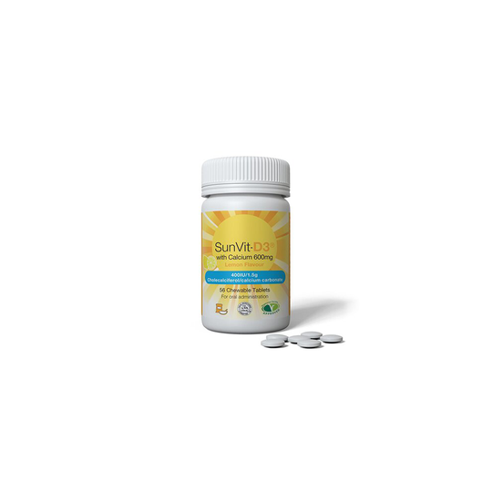 SunVit-D3 400IU/600mg Calcium Chewable Tablets (Lemon) - Made in UK