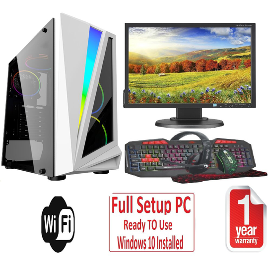 Fast Gaming PC Bundle - i5 16GB RAM 1TB GT710 2GB - WiFi - WARRANTY - WHITE MARS