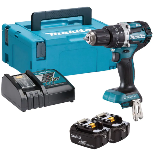 Makita DHP484RTJ 18V LXT Brushless 2-Speed Combi Drill Including 2X 5.0AH Batter