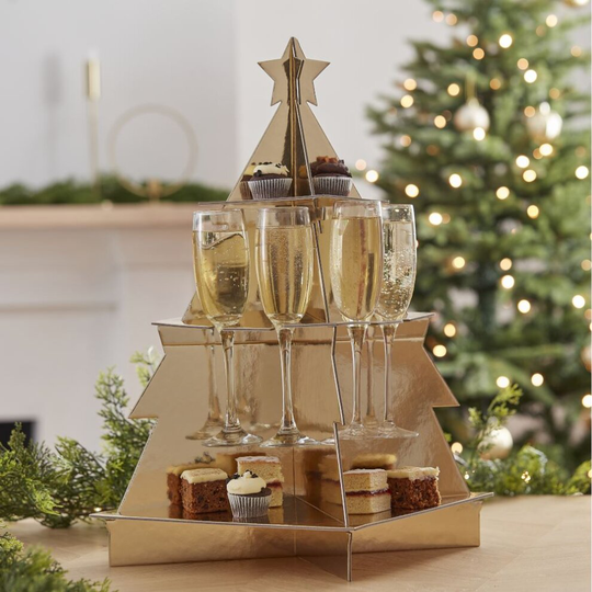 Christmas Party Drinks Wall, Gold Tree Treat Stand, 3D Prosecco Holder Wall, Christmas Centrepiece, Festive Party Fun
