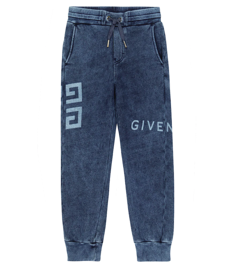 Denim-effect cotton sweatpants