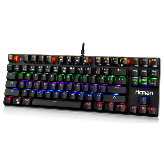 Mechanical Gaming Keyboard LED Backlit - Hcman Wired Keyboard Blue Switches 9 Backlight Modes,Metal Plate 100% Anti-ghosting for Computer PC & Mac...