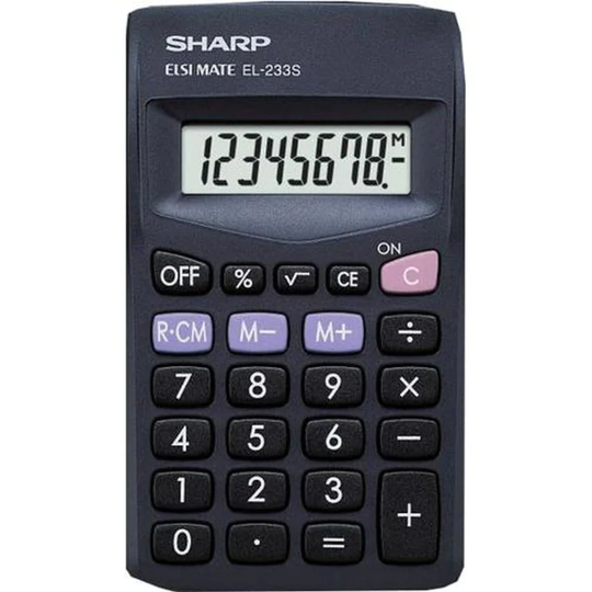Sharp Sharp Pocket Calculator 8 Digit Display 3 Key Memory Battery Powered 60x8x