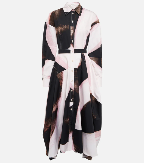 Printed cotton shirt dress