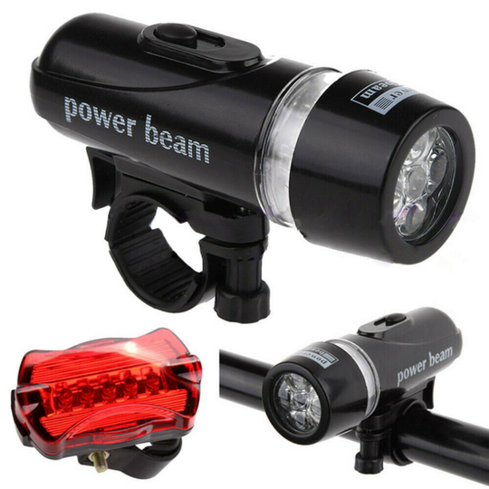 Outdoor 5 Led Bicycle Front Head light + Tail light Waterproof Lamp Flashlight