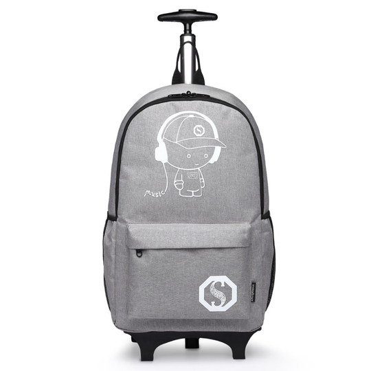Kono Rolling School Bag for Boys Girls Anime Luminous Backpack Men Women Wheeled Laptop Backpacks Waterproof Travel Rucksack Grey