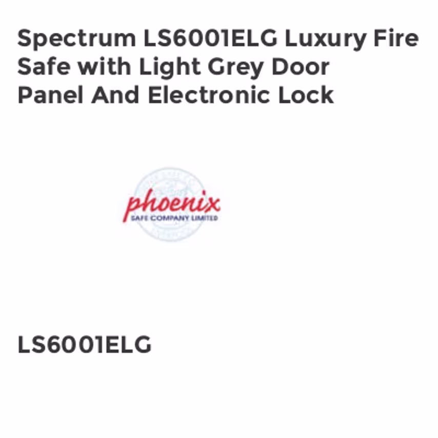 Phoenix Safe Spectrum LS6001ELG Luxury Fire Safe with Light Grey Door Panel and