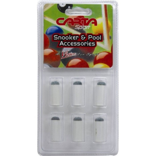 (10mm) CARTA SPORT SNOOKER BILLIARD POOL GAMES PUSH ON REPLACEMENT CUE TIPS PACK OF 6