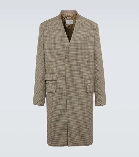 Houndstooth virgin wool coat