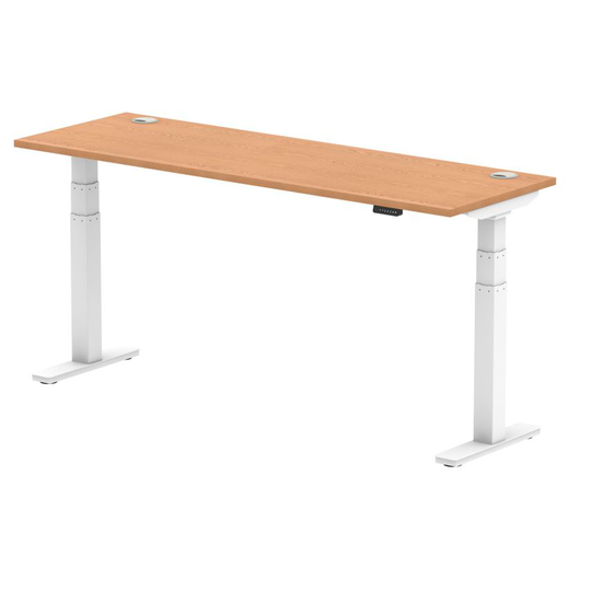 Dynamic Air 1800/600 Oak Height Adjustable Desk with Cable Ports with White Legs