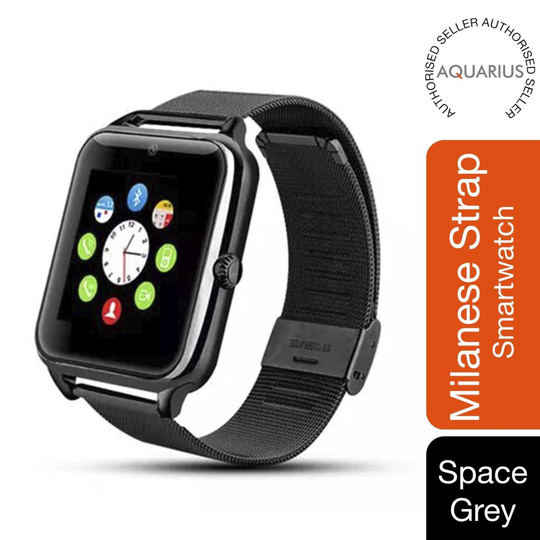 (Space Grey) Aquarius GT08 Milanese Strap Bluetooth Smartwatch