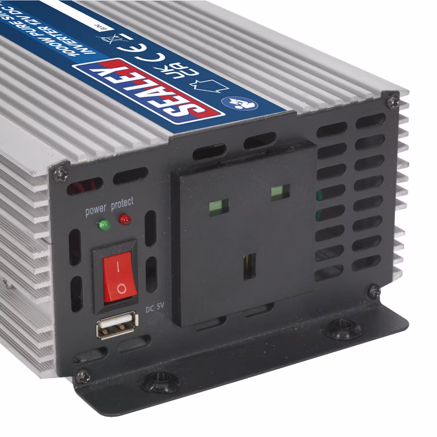 Sealey Power Inverter Pure Sine Wave 1000W 12V DC - 230V 50Hz