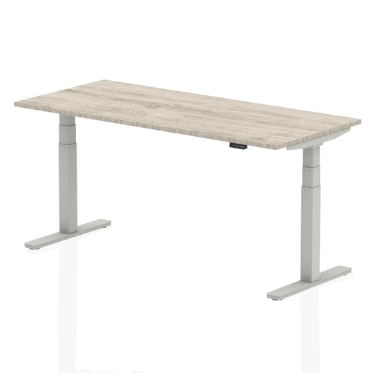 Dynamic Air 1800/800 Grey Oak Height Adjustable Desk with Silver Legs