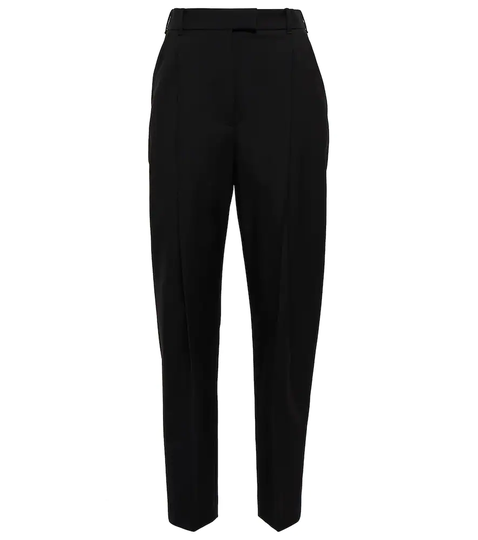 High-rise tapered wool pants