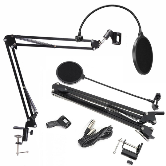 Microphone Suspension Desktop Stand Studio Broadcast Boom Scissor Arm Mic Holder