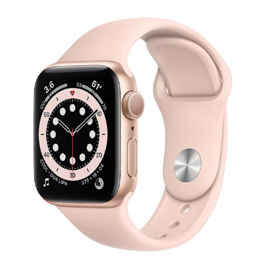 Apple Watch Series 6 Gold Aluminium Case with Pink Sand Sport Band