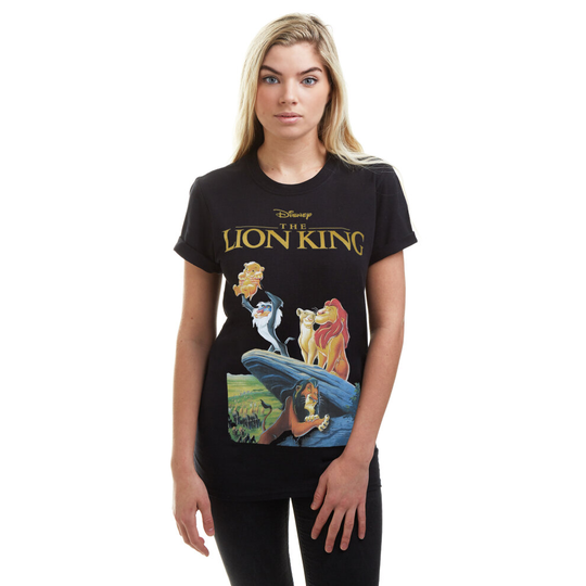 (MED, BLACK) Disney Ladies - Lion King - VHS Cover - T-shirt