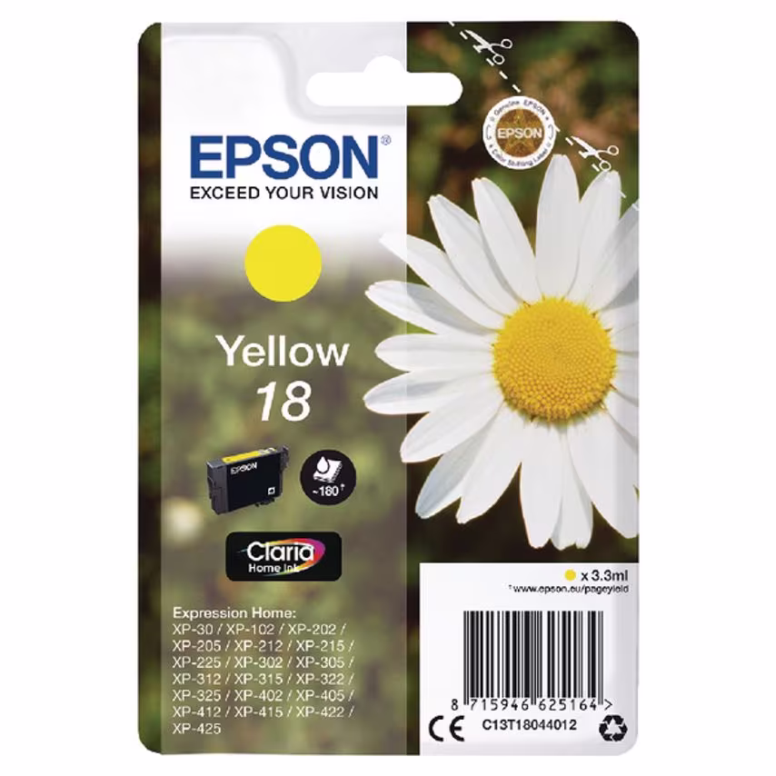 Epson Epson 18 Daisy Yellow Standard Capacity Ink Cartridge 3ml - C13T18044012