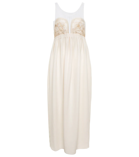 Embroidered silk maxi dress