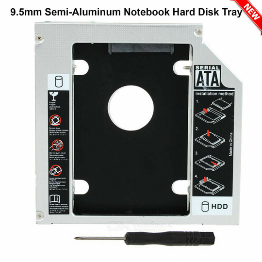 9.5MM Caddy SATA 2nd HDD SSD Hard Drive For CD/DVD-ROM Optical Bay