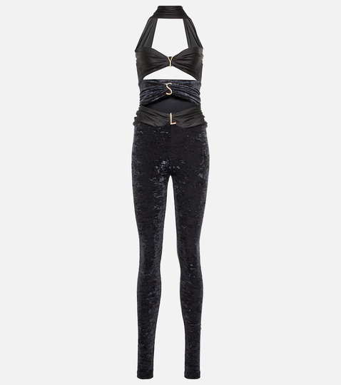 YSL cutout velvet jersey jumpsuit