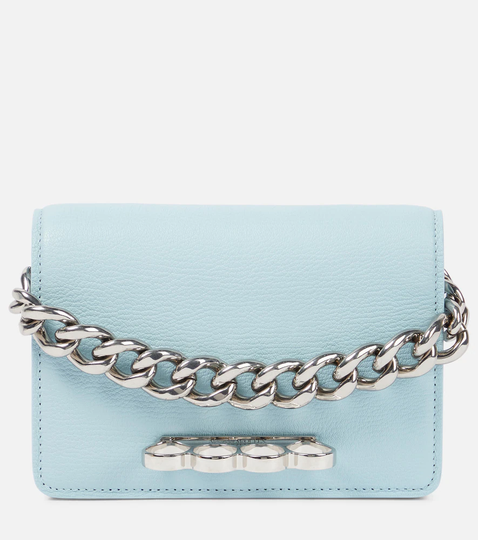 Four Ring leather wallet on chain
