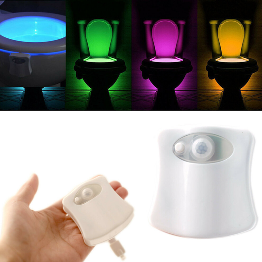 Motion Sensor Toilet Bowl LED Night Light Bathroom Seat Lamp Flexible 8 Color