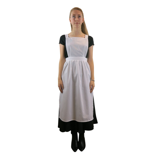 (Pinafore Apron) Ladies Pinafore Apron -With Optional Mop Hat