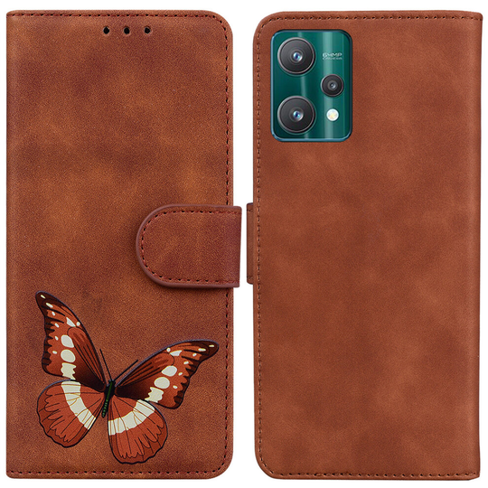 Case for Realme 9 Pro Plus Butterfly Cover Premium Leather Magnetic- Brown