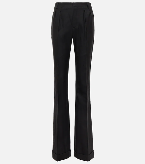 High-rise wool flared pants