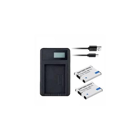 USB Battery Charger and 2 Batteries For Canon IXUS 162 Digital Camera