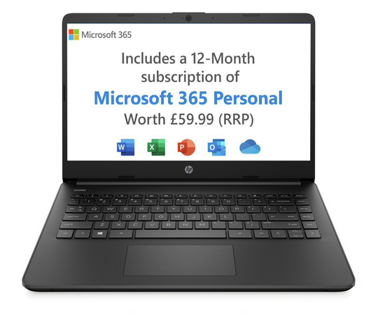 HP 14in Ryzen 3 4GB 128GB FHD Laptop - Black
