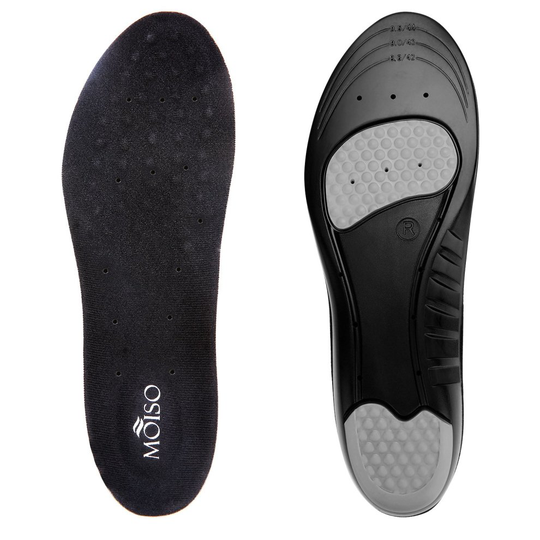 MOISO Memory Foam Orthotic Insoles for Plantar Fasciitis with Arch Support Shock Absorption Metatarsal Pad Stoma Design for men & women(Men 8-10.5...