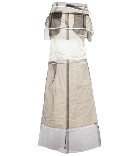Tulle, twill and muslin midi dress