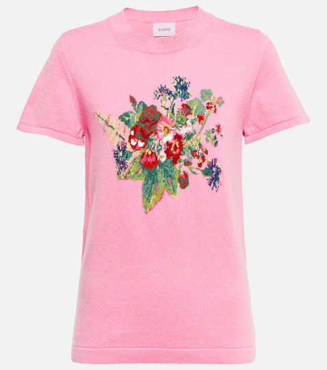 Bouquet intarsia cashmere and cotton top