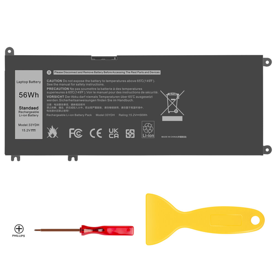 FUTUREBATT Laptop Battery for Dell Inspiron 7570 7577 7586 7773 7778 7779 7786 Latitude 3000 3380 Vostro 33YDH W7NKD 15.2V 56Wh