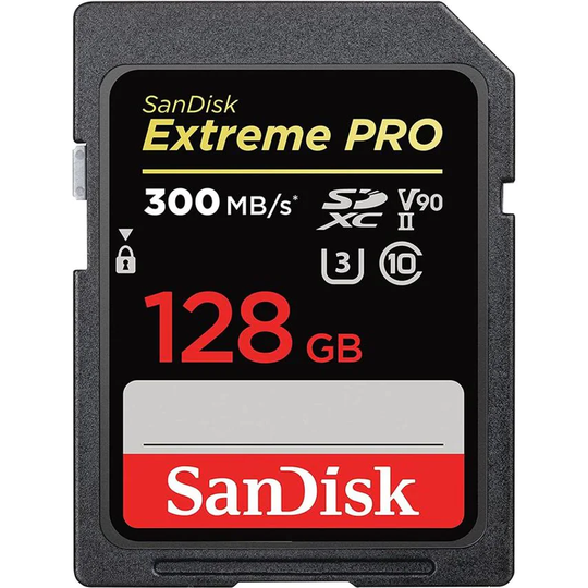 Sandisk Extreme PRO 128GB U3 V90 Class 10 300MBS Read Speed Memory Card